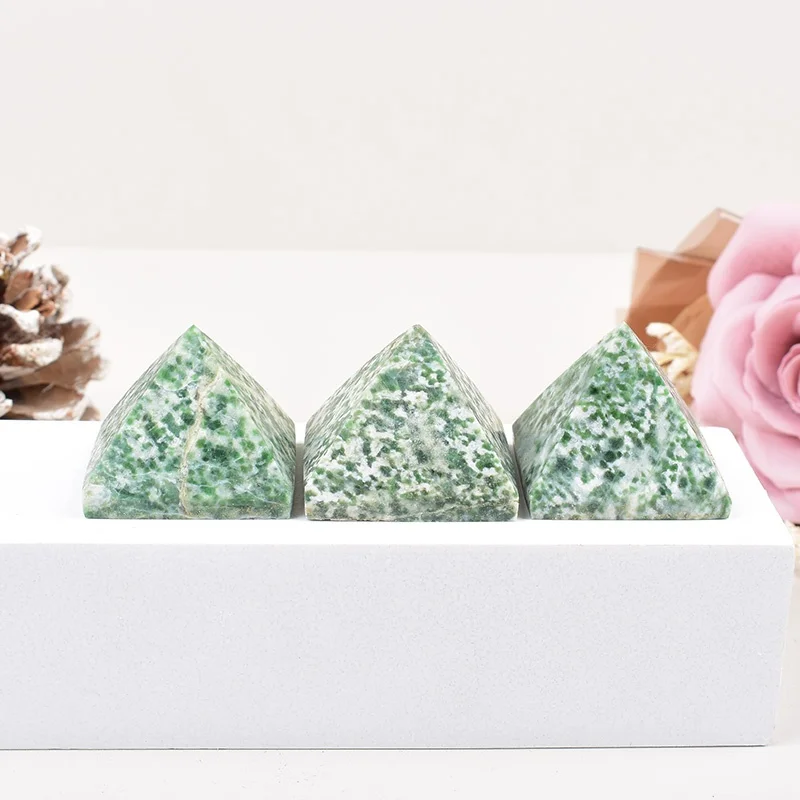 1PC Natural Crystal Stone Qinghai Jade Obelisk Pyramid Decoration Reiki Healing Stone Mineral Specimen Crafts Home Decor Gift