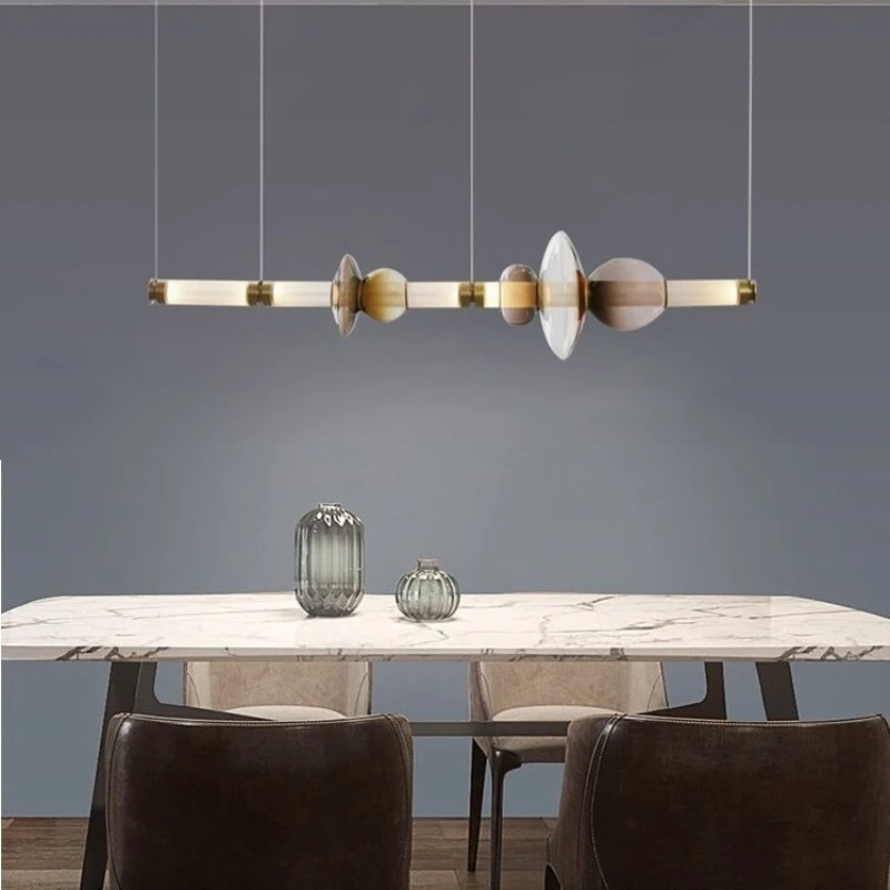 Nordic Minimalist Glass LED Ceiling Chandelier Lamp Design High-end Suspension Pendant Light Home Decor Item Living Room Bedroom