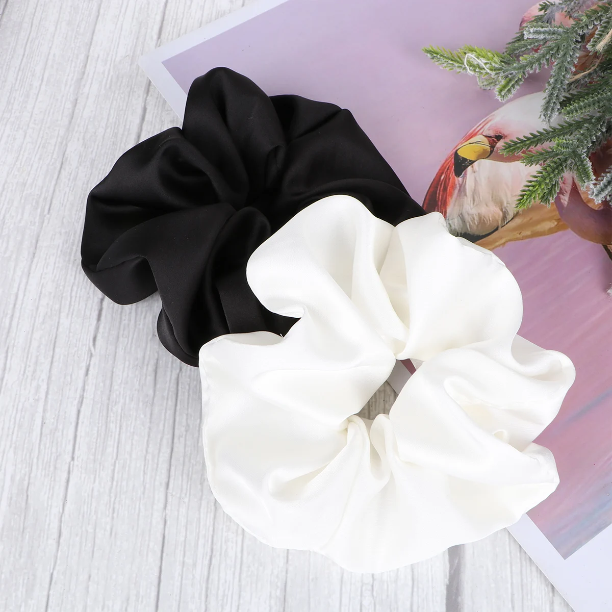 

2pcs Hair Ties Silky Satin Scrunchie Elastics Fashion Band Ponytail Holder Cloth Rings Women Headdress Durable Material
