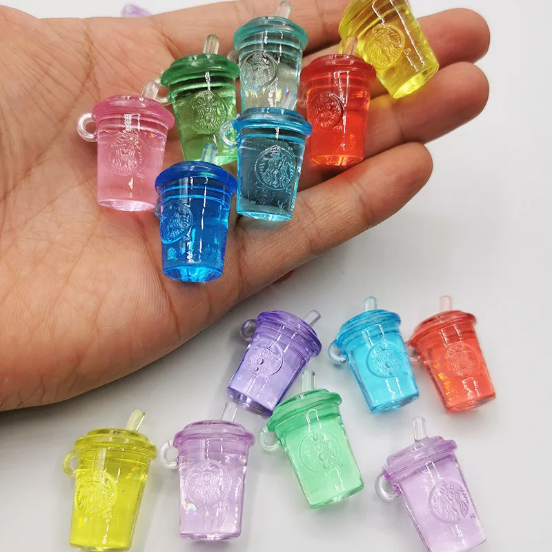 Camal 10pcs Acrylic Decorative Mini Milk Tea Cup Tabletop Shaped Ornament DIY Ornament Children\'s Child Cartoon Toy Decoration