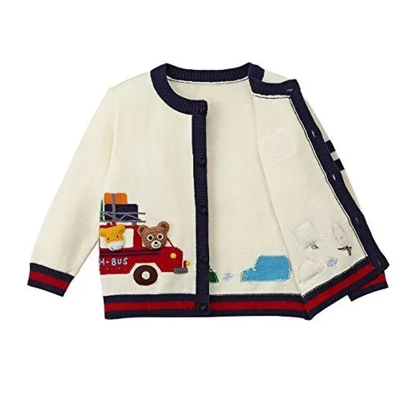 Spring Boys Knitted Sweater Cartoon Sweaters Girls Cardigan Knitwear  Knitwears Baby Boy Clothes Cardigans Vetement Enfant Fille