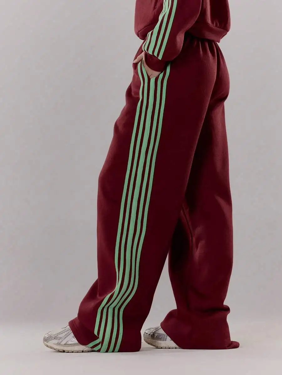 

Wide Leg Jogger Pants With Side Stripe Casual Streetwear Sweatpants