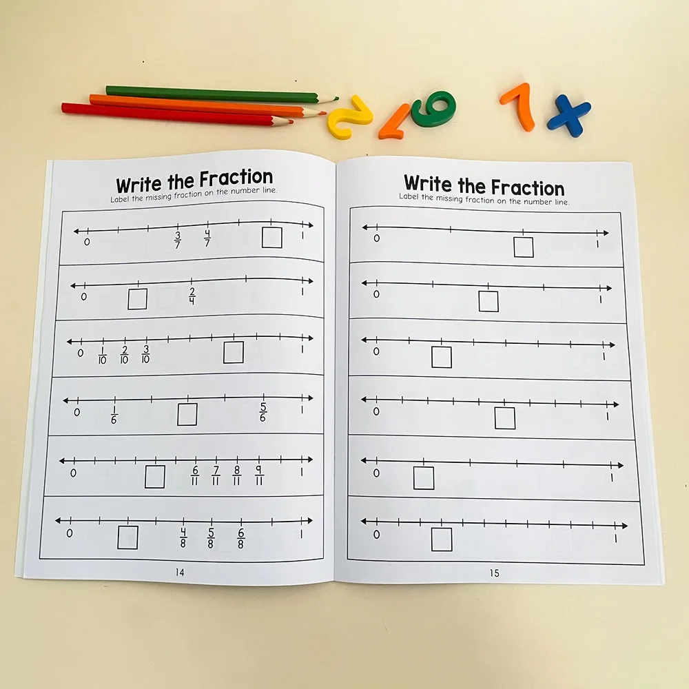 Math Workbook for Kids Ages 5-8 Math:Basic Fraction Addition and Subtraction Practice Workbook