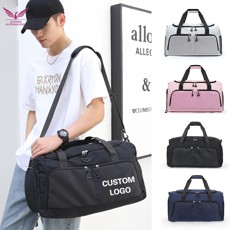 Custom logo Gym Bag Travel Duffle Bag DIY name Gym Bag with Shoes Wet Pocket Carry On Weekender bag personality customization