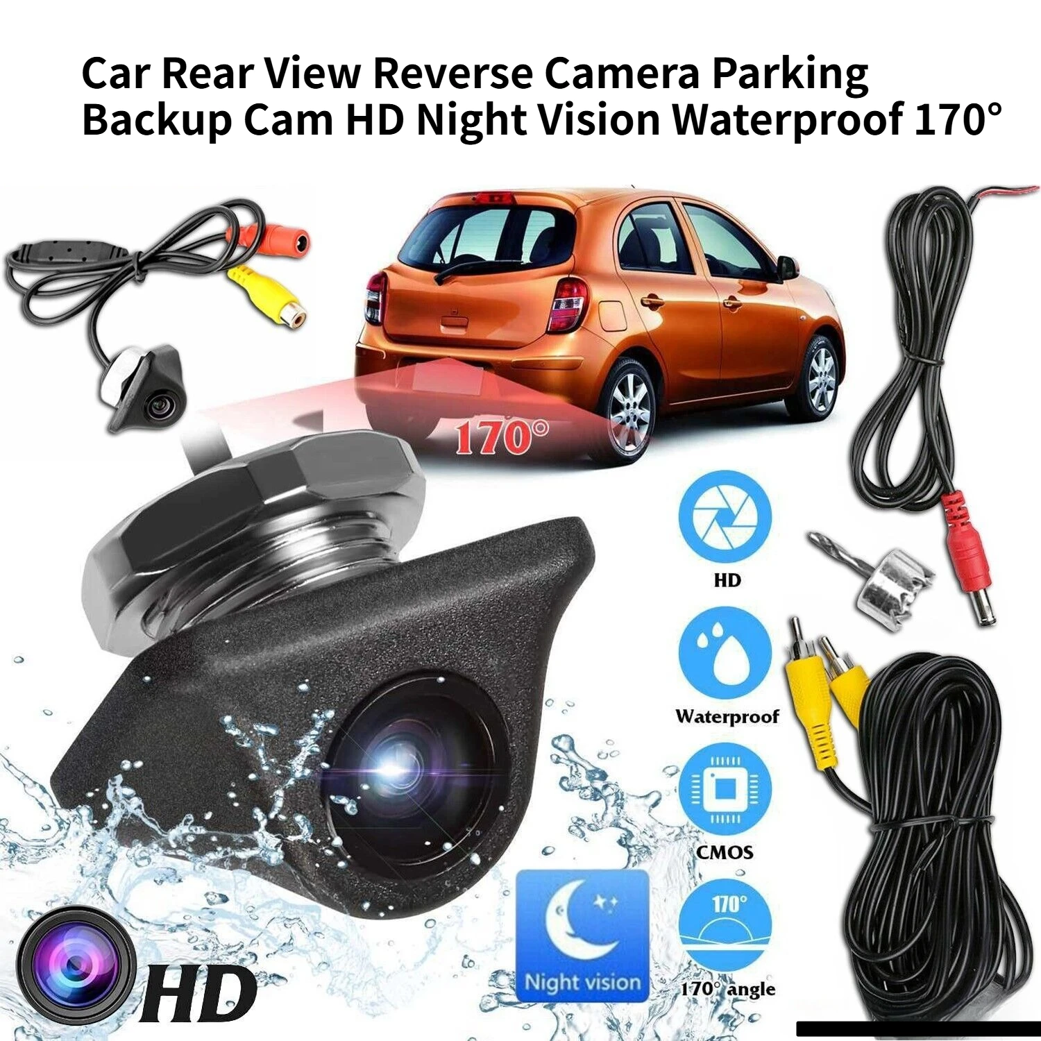 Car Rear View Reverse Camera Parking Backup Cam HD Night Vision Waterproof 170°