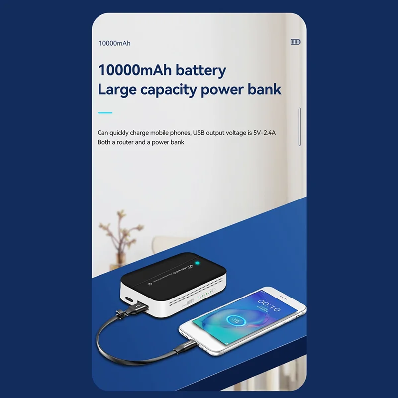 Elegante router Power Bank 4G LTE Wifi6 Capacità 10000Mah Tipo-C Ricarica esterna Router Wifi Hotspot Wifi mobile