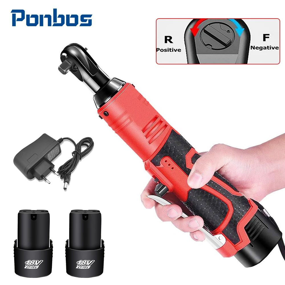 12V/18V 48N.m Cordless Portable Electric Impact Wrench 3/8-inch Right Angle Ratchet Remove Screws and Nuts Electric Drill