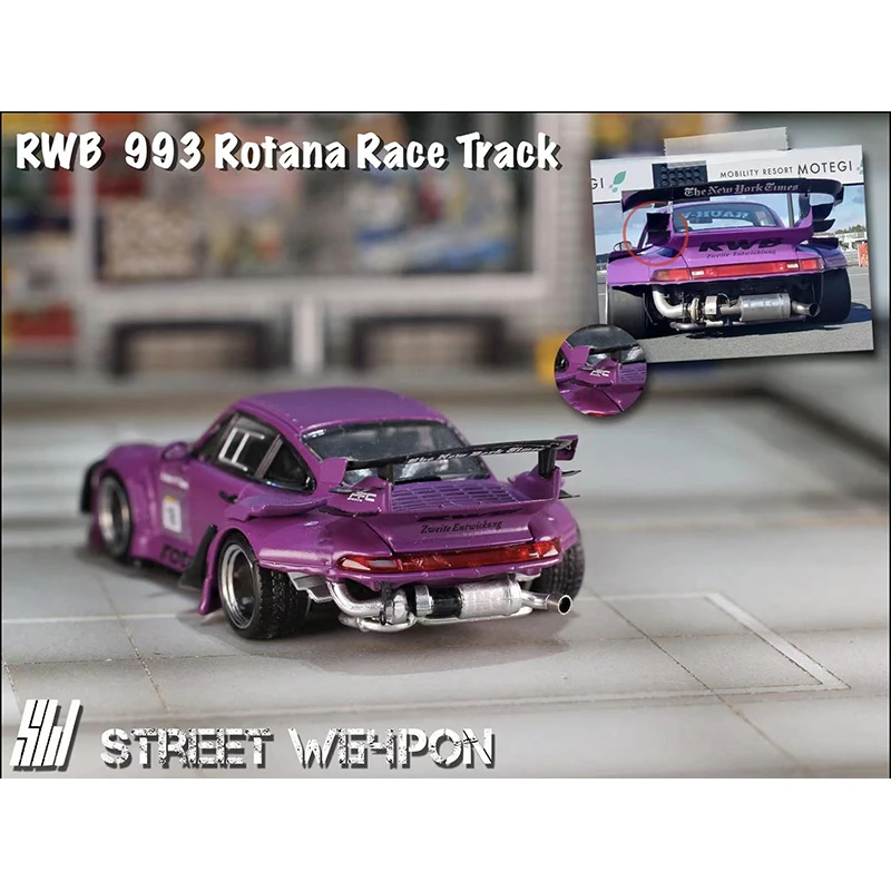 SW In Stock 1:64 RWB 993 Rotana Race Track  Diecast Diorama Car Model Collection Street Warrior