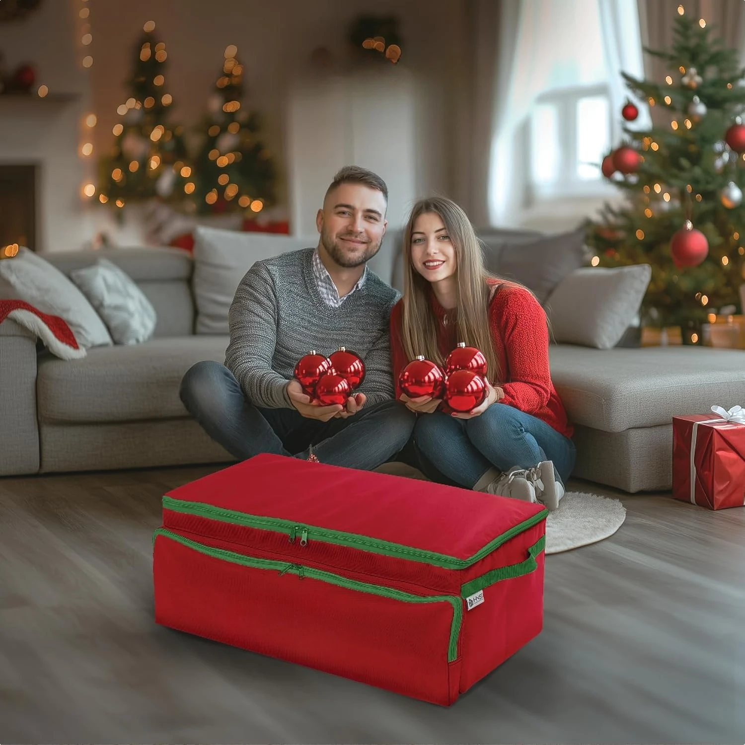 

Christmas Ornament Storage Box – Holds up to 72-3” Ornaments + 8 Side Slots for Figurines & Nutcrackers –Factory Direct Sales