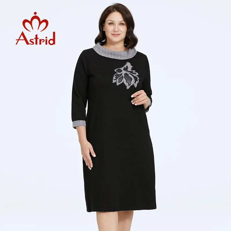 Astrid Women\'s Dresses 2023 Straight Dress Long Sleeve Plus Size Pocket Stand-Up Collar Fabric Stitching Design Party Dresses