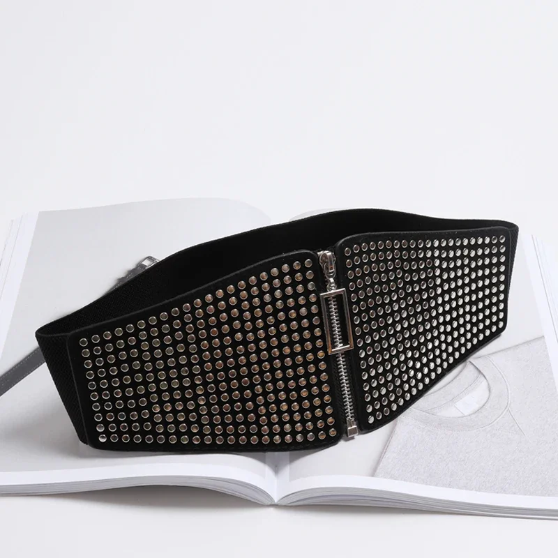 فاسق برشام البطانة واسعة مطاطا مشد حزام الإناث الخصر القوطي حجم كبير تمتد Cummerbunds أحزمة مصمم كبيرة للنساء 2028 #4