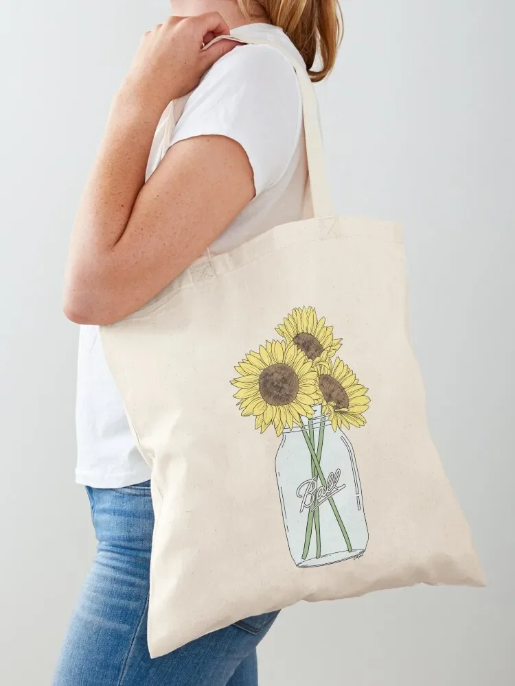 Mason Jar Sunflowers Tote Bag shopping bags foldable the tote bag eco pack ecological bags Tote Bag