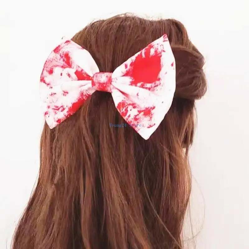 

P8DB Bowknot Bloodstain Hairpin Handmade Bowknot Clip Summer Headwear Accessories