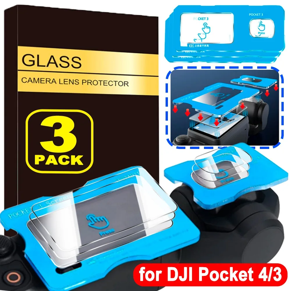1-3Set for DJI OSMO Pocket 4/3 Pocket3 Positioning Tempered Glass Screen Protectors Automatic Positioning Screen/Lens Protector