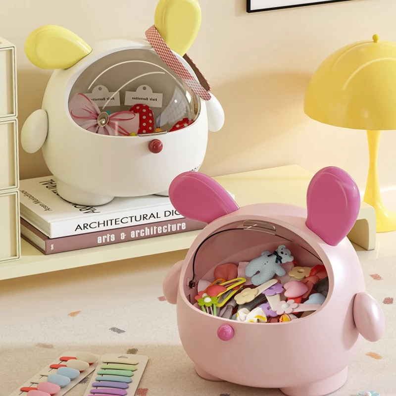 Caja de almacenamiento de escritorio con dibujos animados, horquilla de plástico creativa de gran capacidad, joyería, Mini caja de almacenamiento de accesorios para el cabello de alta gama