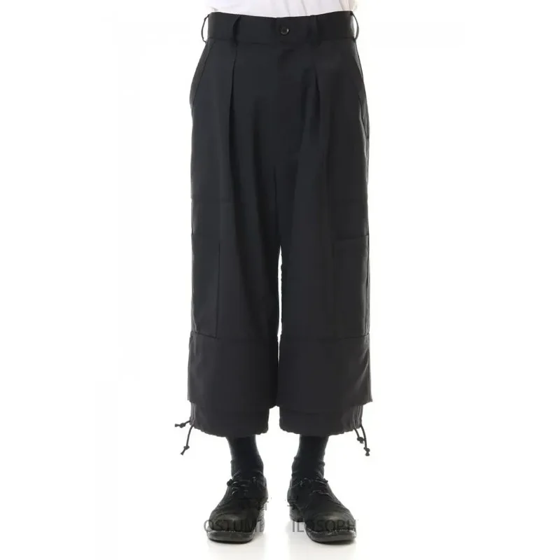 

New 2021 Men's Hair Stylist Fashion Double-layer And Multi-layer Splicing Wide Leg Pants Skirt Pants Plus Size Costumes