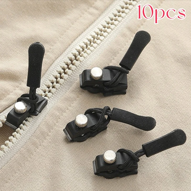 10Pcs Universal Zipper Repair Kit Quick Instant Detachable Zipper Head Replacement Zipper Slider Pull for Jacket Bags Coat