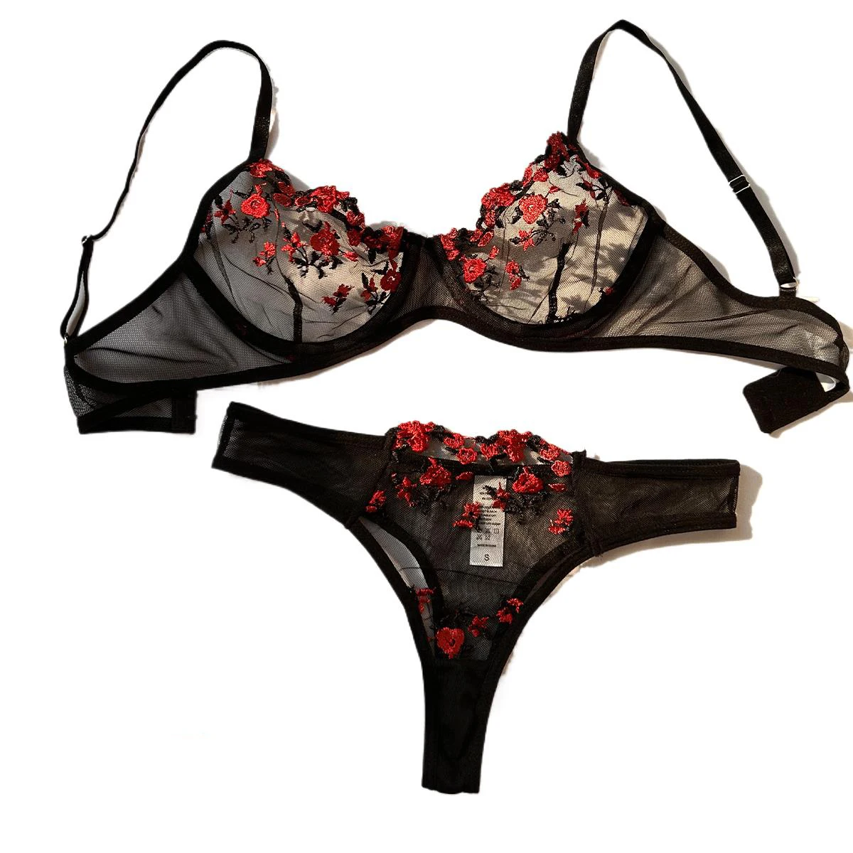 Sexy Dessous Damen Spitze 2-teilig Damenunterwäsche Stickerei Schöne BH- und Höschen-Sets