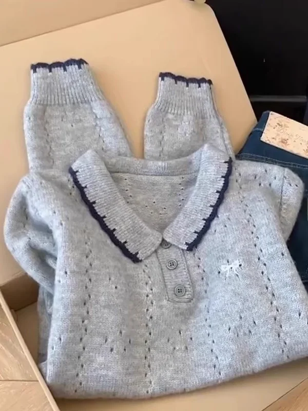 

Корейский свитер с длинными рукавами и воротником-стойкой для женщин, осенне-зимняя новинка, легкий, элегантный, очень красивый, модный топ