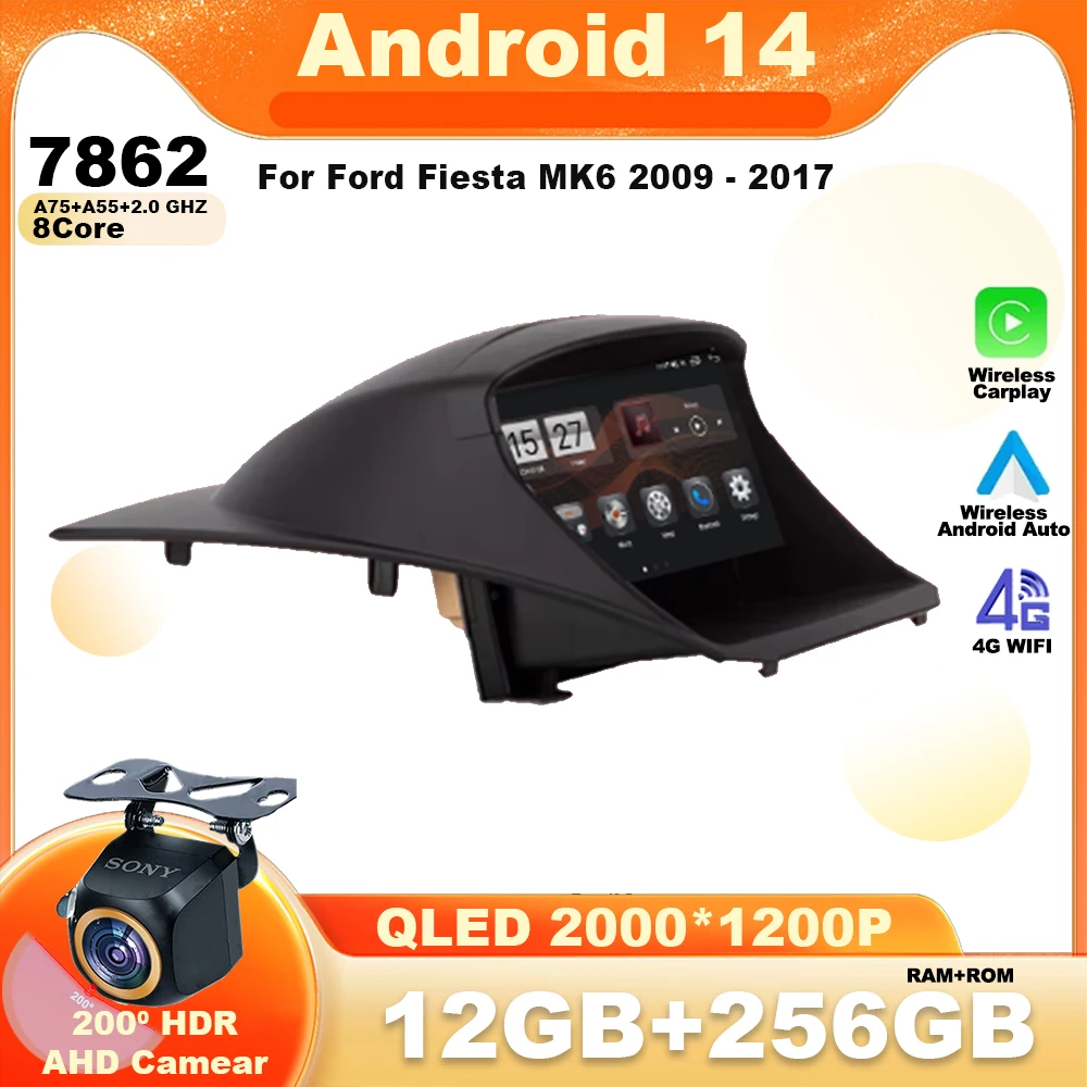 

Android 14 для Ford Fiesta Mk 6 2008-2019, автомобильный радиоприемник, мультимедийный видеоплеер, навигация, автосенсорный стерео GPS, WIFI LET bt5.0