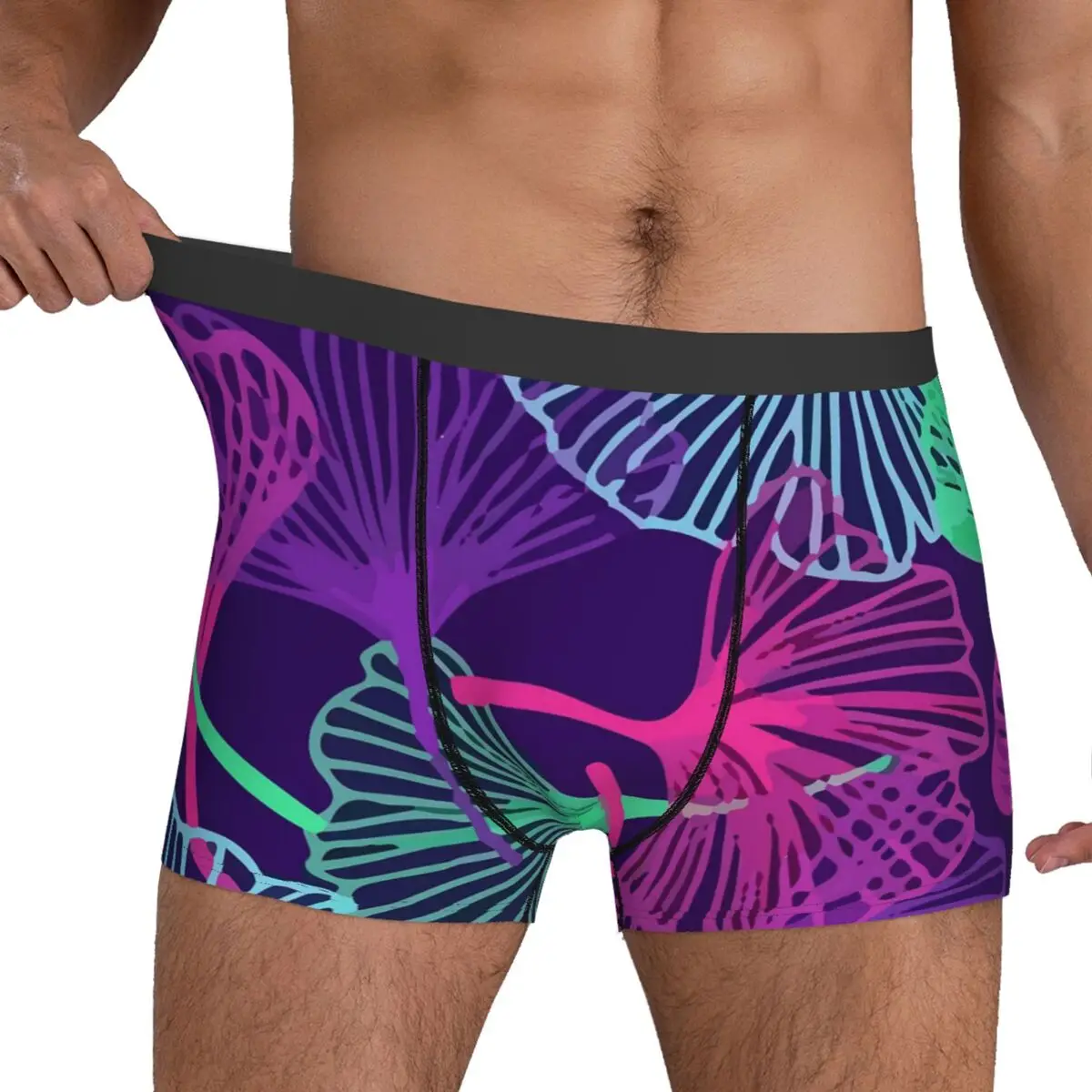 

Colorful Ginkgo Biloba Underwear Tropical Leaves Cute Underpants Customs Boxer Brief Pouch Man Oversize Boxer Shorts