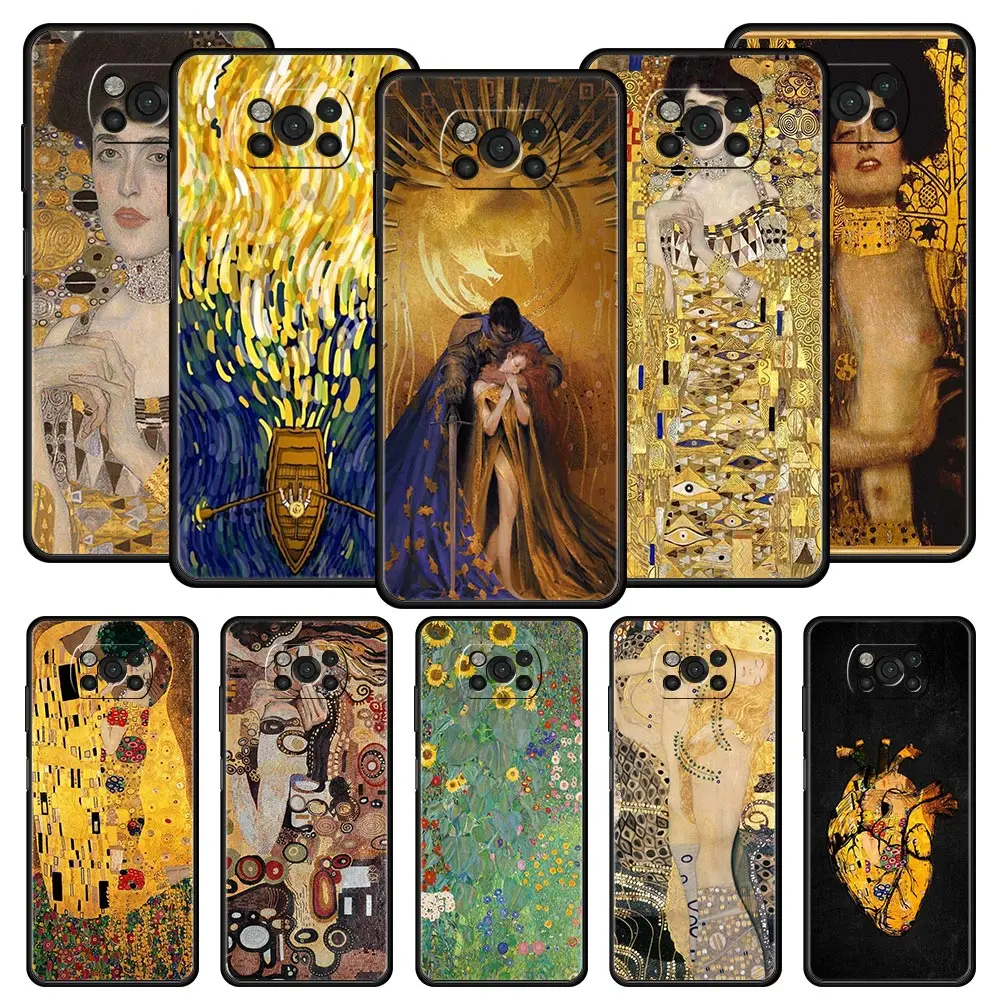 For Xiaomi Poco X3 NFC F4 F3 GT M4 M3 X4 Pro 5G Phone Case Gustav Klimt Kiss Art Xiaomi 13 12T Pro 12 Lite Mi 11 11T 11X Cover