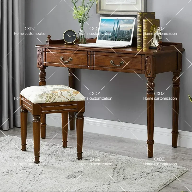 All Solid Wood Desk for Bedroom Home Office Writing Computer Table Small Apartment Antique Style Student Study Furniture