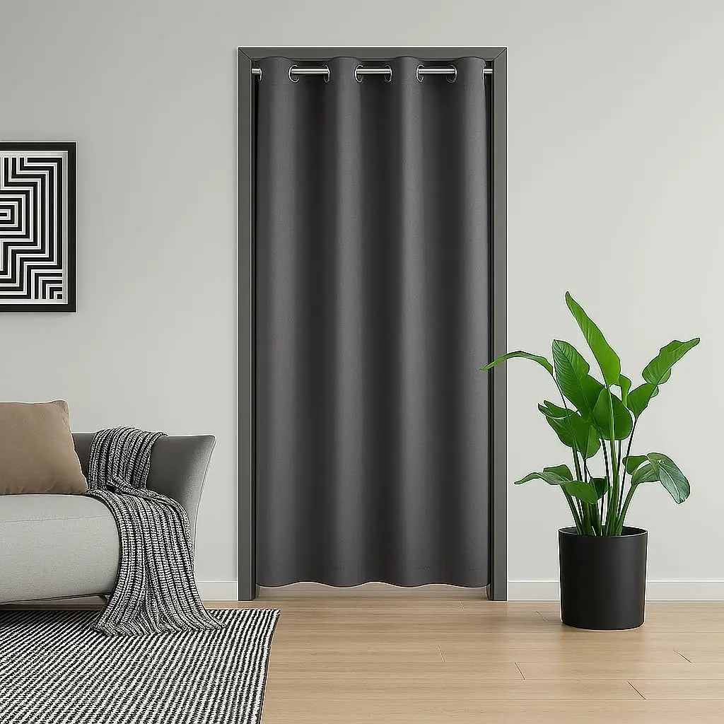 Blackout Door Curtain 80 inch Thermal Insulated Room Darkening Privacy Curtain for Sliding Door, Closet, Patio, Dark Grey