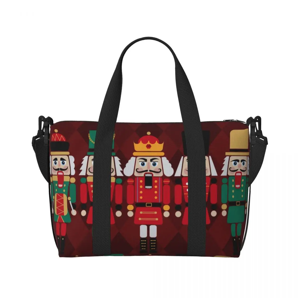 Custom Christmas The Nutcrackers Beach Tote Bag for Women Extra Large Gym Carry On Holiday Travel Shopping Bags