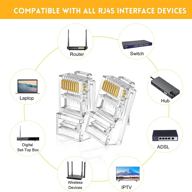 RJ45 Crimp Tool Kit For Cat5 Cat5e Cat6 Modular Plug Connectors, RJ-11, 6P/RJ-12, 8P/RJ-45 Network Crimp Tool