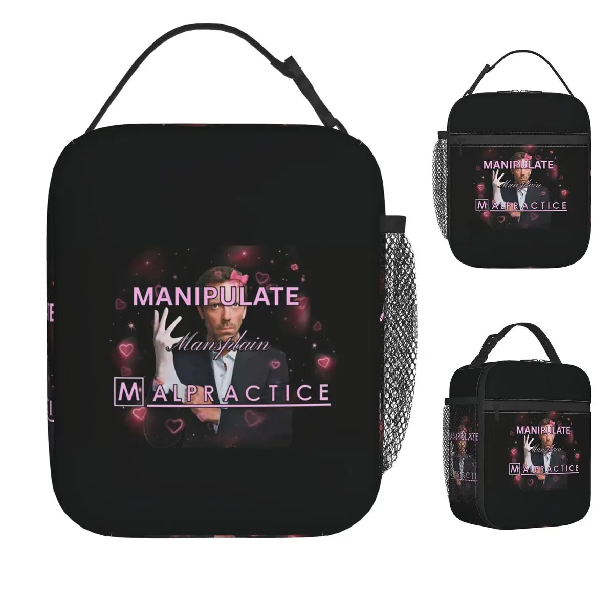 

House MD Manipulate Mansplain Mal Lamunice Сумка для обеда Веселая коробка для завтрака Школьная удобная термосумка-тоут Сумка-холодильник с принтом