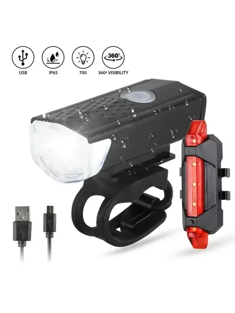 AliExpress Bike Bicycle Light USB LED Rechargeable Set MTB Road Bike Front Back Headlight Lamp Flashlight Cycling Light Cycling Accessories