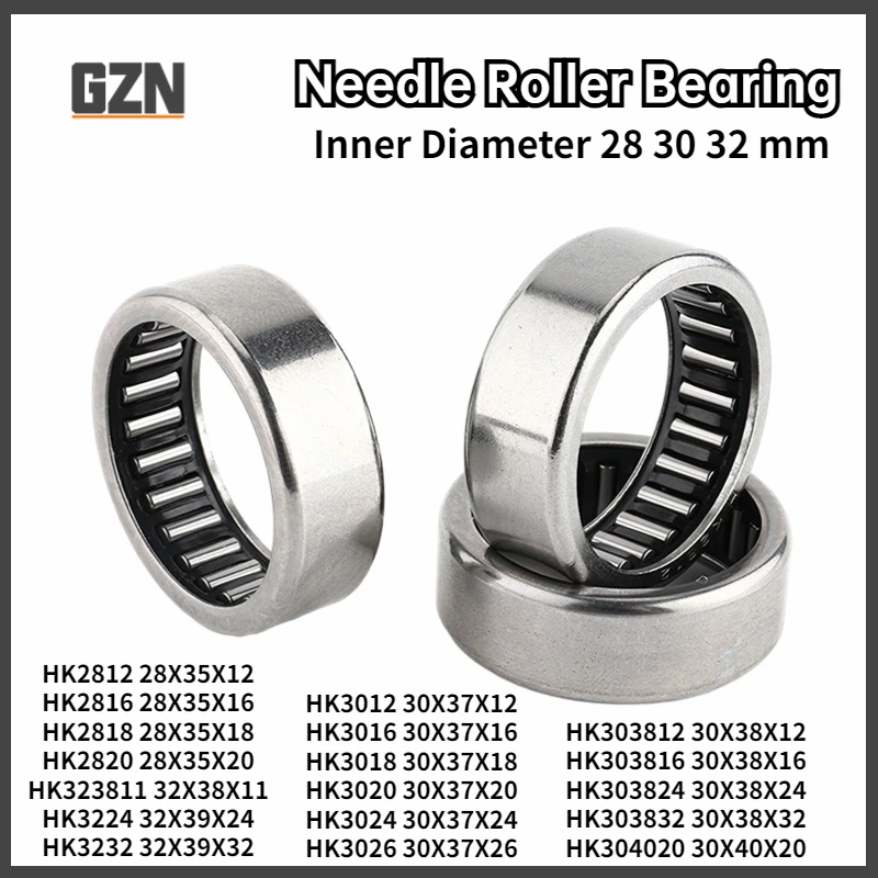 2PCS Free Shipping Inner Diameter 18 30 32 MM Needle Roller Bearing HK2812 2816 2818 2820 3012 3016 303812 303816 323811 HK3224