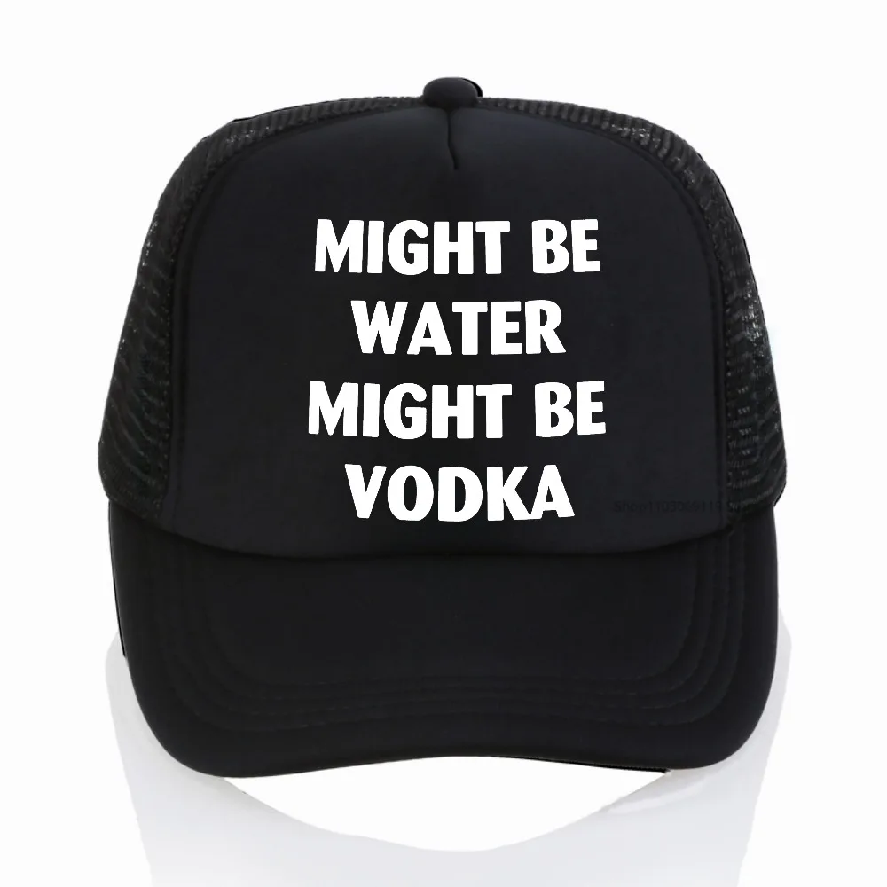 

Might Be Water Might Be Vodka letter print baseball cap summer adjustable mesh trucker hat outdoor sunshade breathable hats