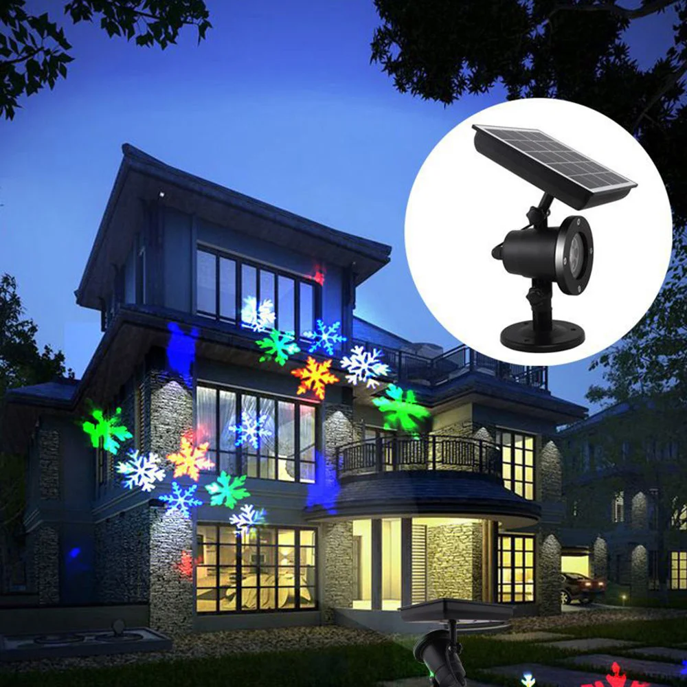 Snowflake Solar Powered LED Laser Projector Moving Disco Light Waterproof Christmas Outdoor Garden Landscape Lamp