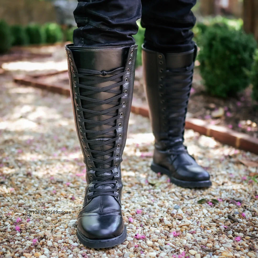 Vintage Medieval Knee High Boots Round Toe Vintage Pirate Warrior Footwear Boot Halloween Party Cosplay Fancy Accessory Shoes 2