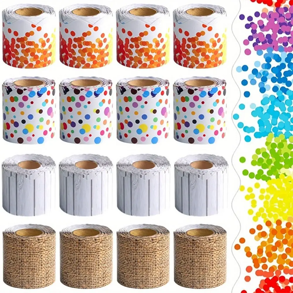 New Colored Poster Border Stickers DIY Waterproof Wavy Edge Paper Black Board Decorative Stickers for Classroom Board Home Party