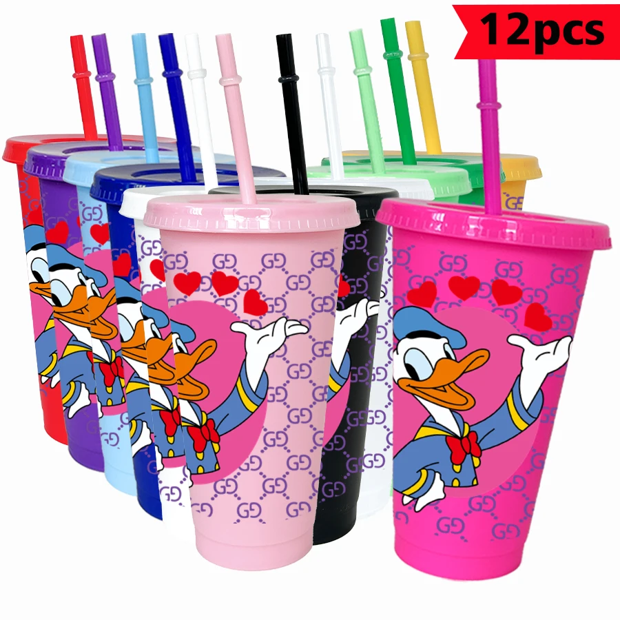 

12 pcs/pack Disney, Donald Duck, Love 26oz Color Plastic Tumbler Birthday Party Drinking Utensils Juice Coffee Mug