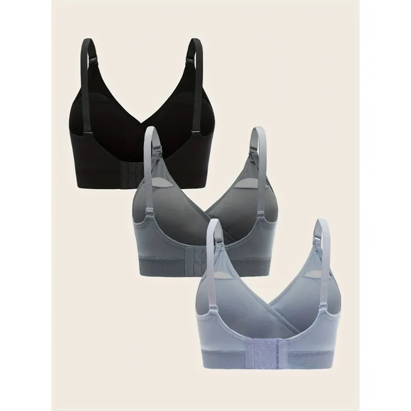 3 PCS Set Breathable Front Open Nursing Bra Maternity Underwear Pregnancy Bra Full Cup Wireless Comfortable Breastfeeding Bra