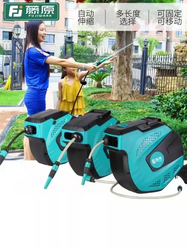 Automatic retractable water pipe reel for household watering equipment, garden watering sprinkler, car washing water pipe hose