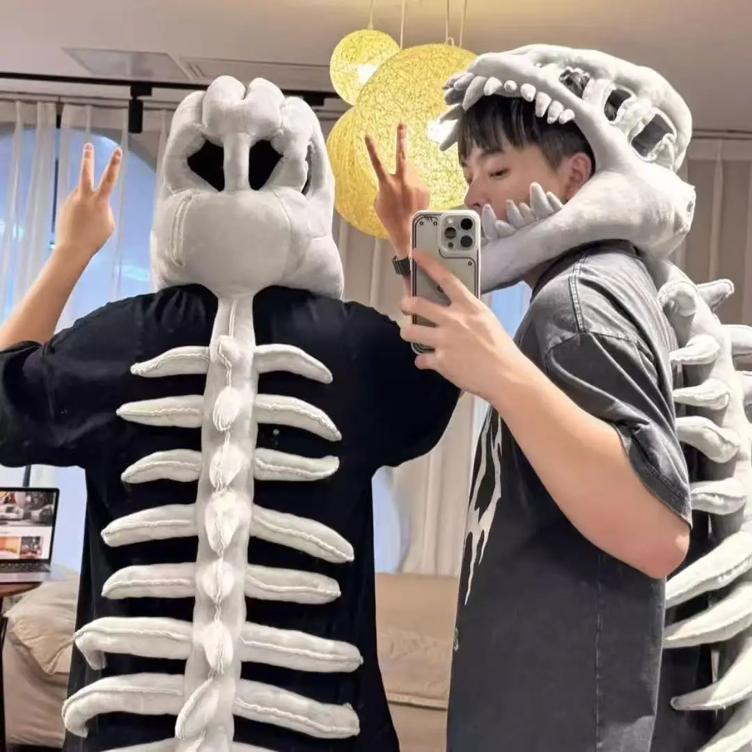 75/115cm Realistic Dinosaur Skeleton Costume Set Funny Headgear Cosply Dress Up Clothing Plush Toys Creative Gifts In Stock view 3