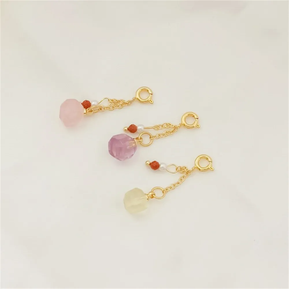 14K Gold-plated Conformal Cut Crystal Spring Buckle Drip Slip Handcrafted DIY Bracelet Necklace Pendant Accessory
