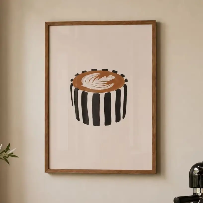 Flat White Print | Coffee Art Canvas Wall Print,High‑Grade Home Decoration Artwork for Bedroom, Living Room,Office