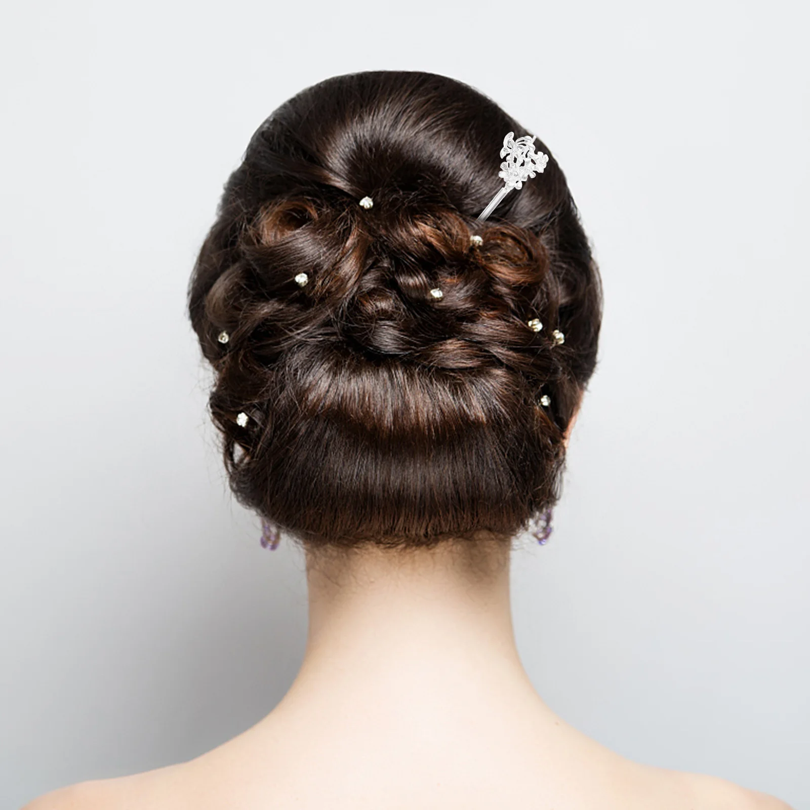 

4Pcs Elegant Retro Metal Flower Hair Chopstick Chinese Hairpin Prom Cosplay Bun Holder Stylish Decoration Chinese Flower Hairpin