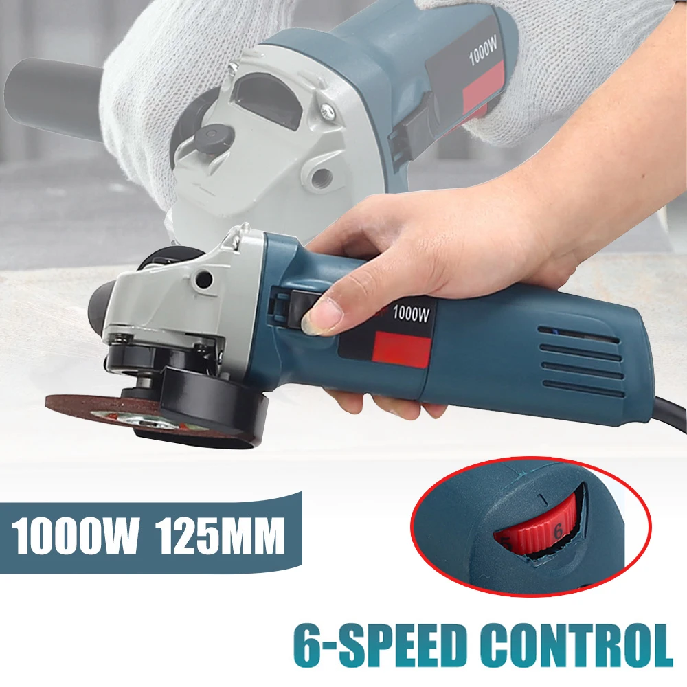 Smerigliatrice angolare elettrica 1000W Rettificatrice con filo 220V 6 velocità 125MM Rettifica elettrica Taglio Lucidatura Utensile elettrico