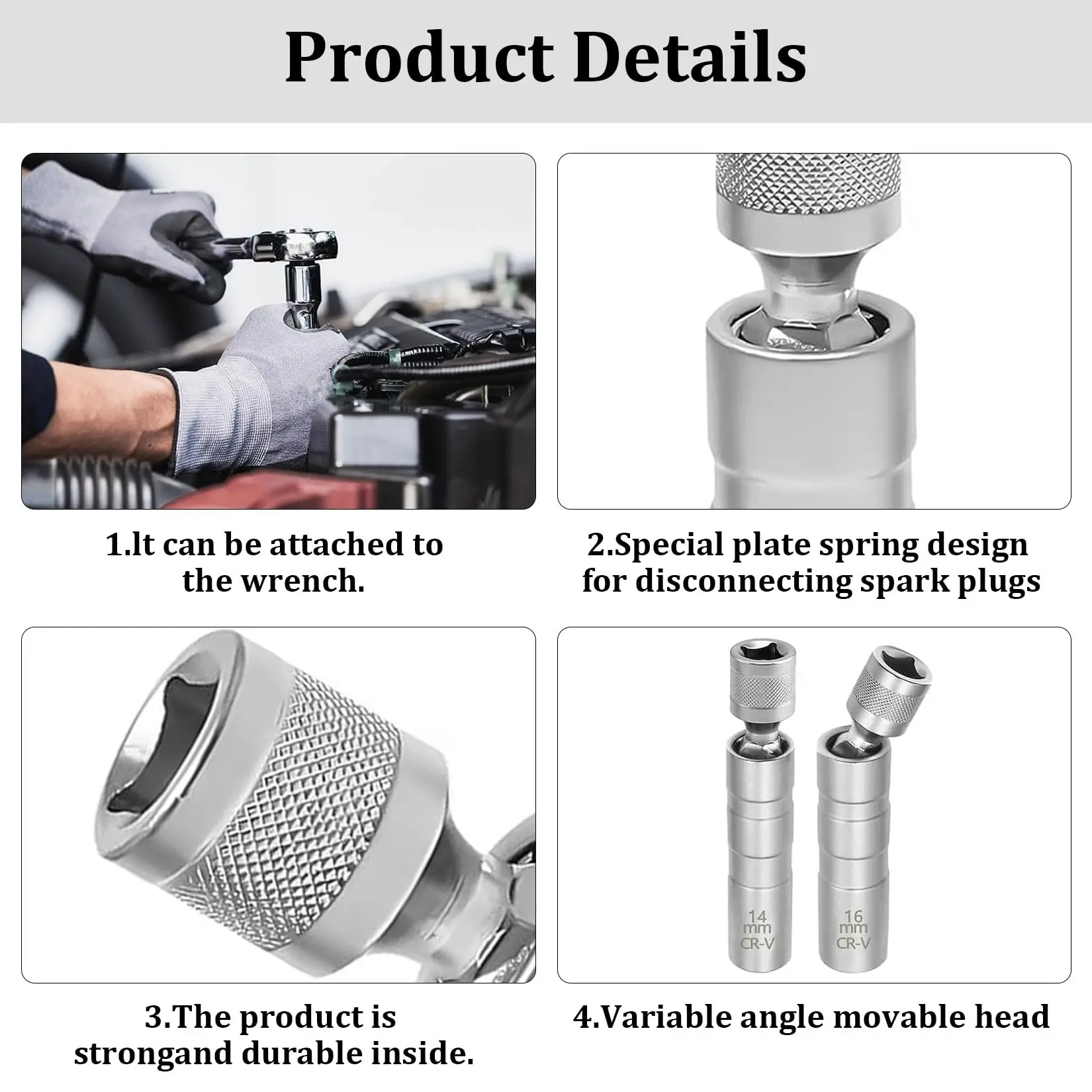 Набор ключей для свечей зажигания 14 мм/16 мм — гибкая магнитная головка для легкого снятия
