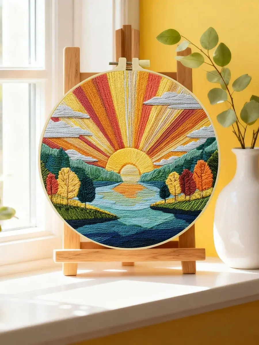 1 Stück 20X20CM/15X15CM 7,87/6,3 Zoll Berg-Stickerei-Starter-Kit DIY-Kit DIY-Stickerei-Set Handarbeiten Nähkunst – Detail 6