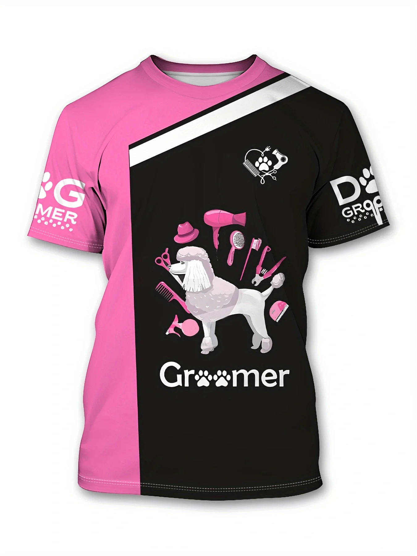 Pet groomer workwear—tops for adults and children—suitable for dog walking, beach parties, and outdoor activities.