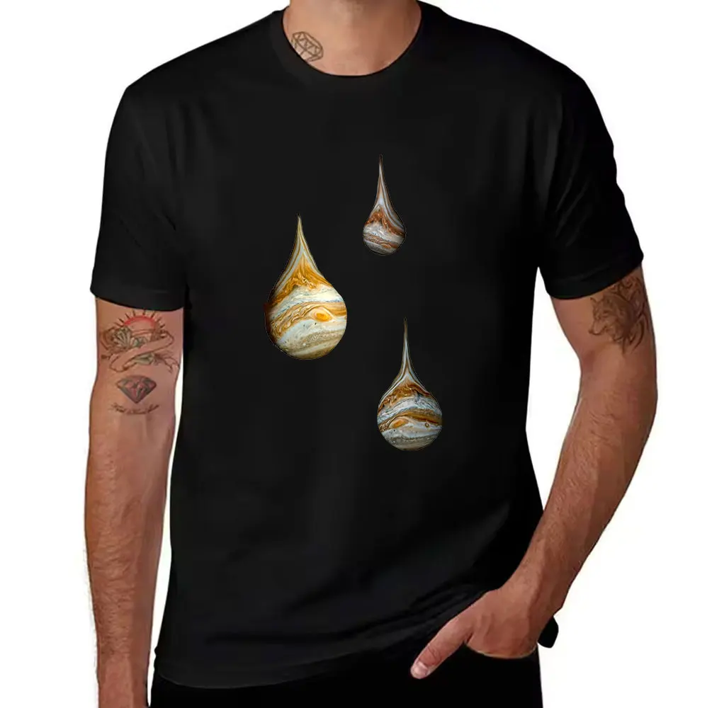 Men's Cotton T-Shirt Jupiter Teardrop Print Casual Crewneck Short Sleeve Top for Space Astronomy Lovers