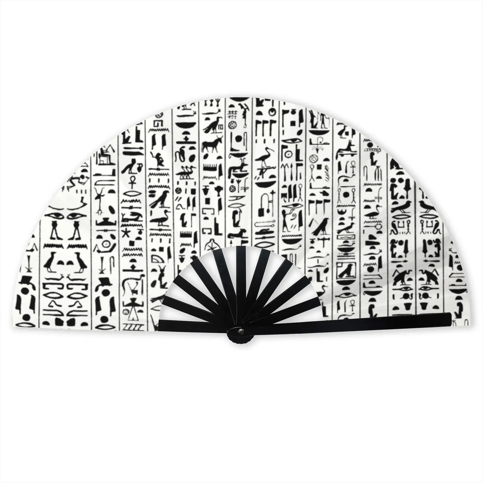 Egyptian Hieroglyphs Portable Pocket Fan Travel Ancient Egypt Symbol Polyester Folding Fan Chinese Dance Handheld Cooling Fans